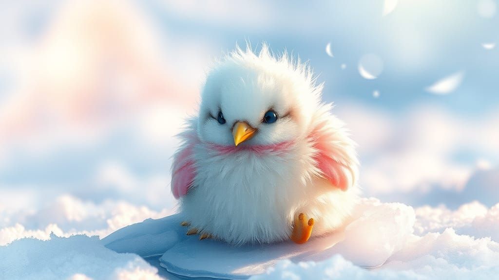 Whimsical Arctic Bird in Pastel Hues