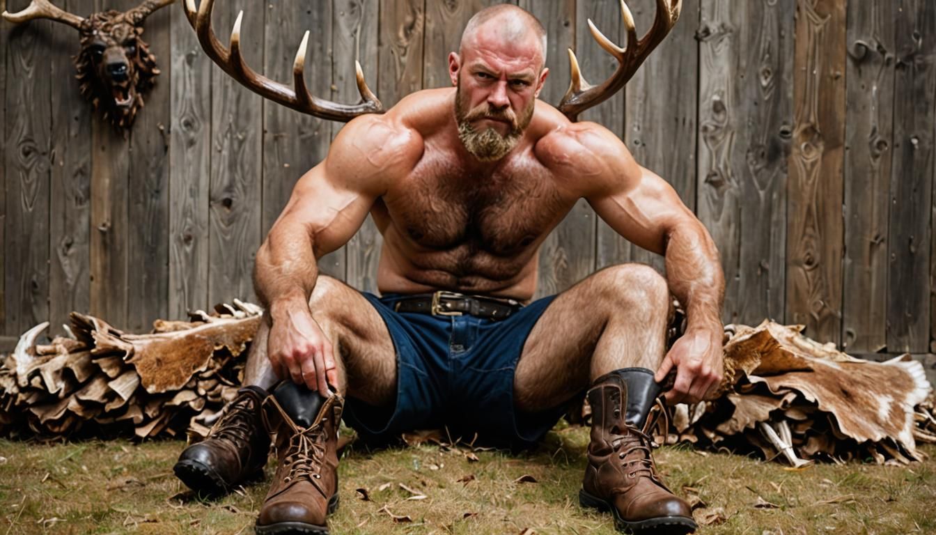 Oozing, Hairy Boxer with Antlered Figure, Professional Photo...