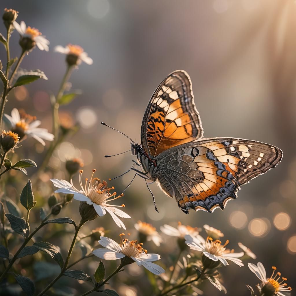 Stunning Giant Butterfly in Morning Light: Macro Photography