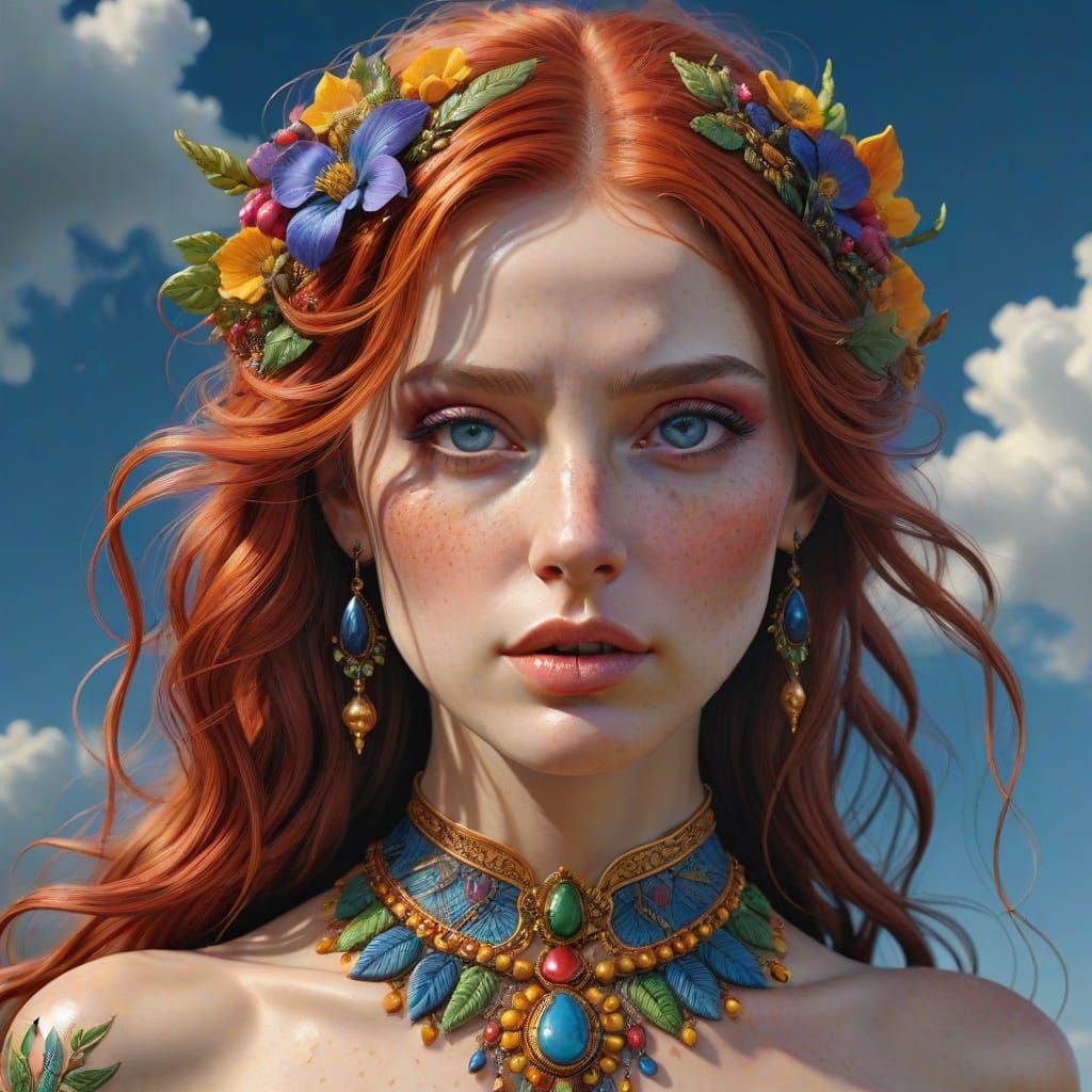 Vibrant, Hyperrealistic Portrait of a Young Woman