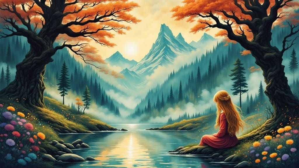 Enchanted Forest in Dreamlike Golden Light