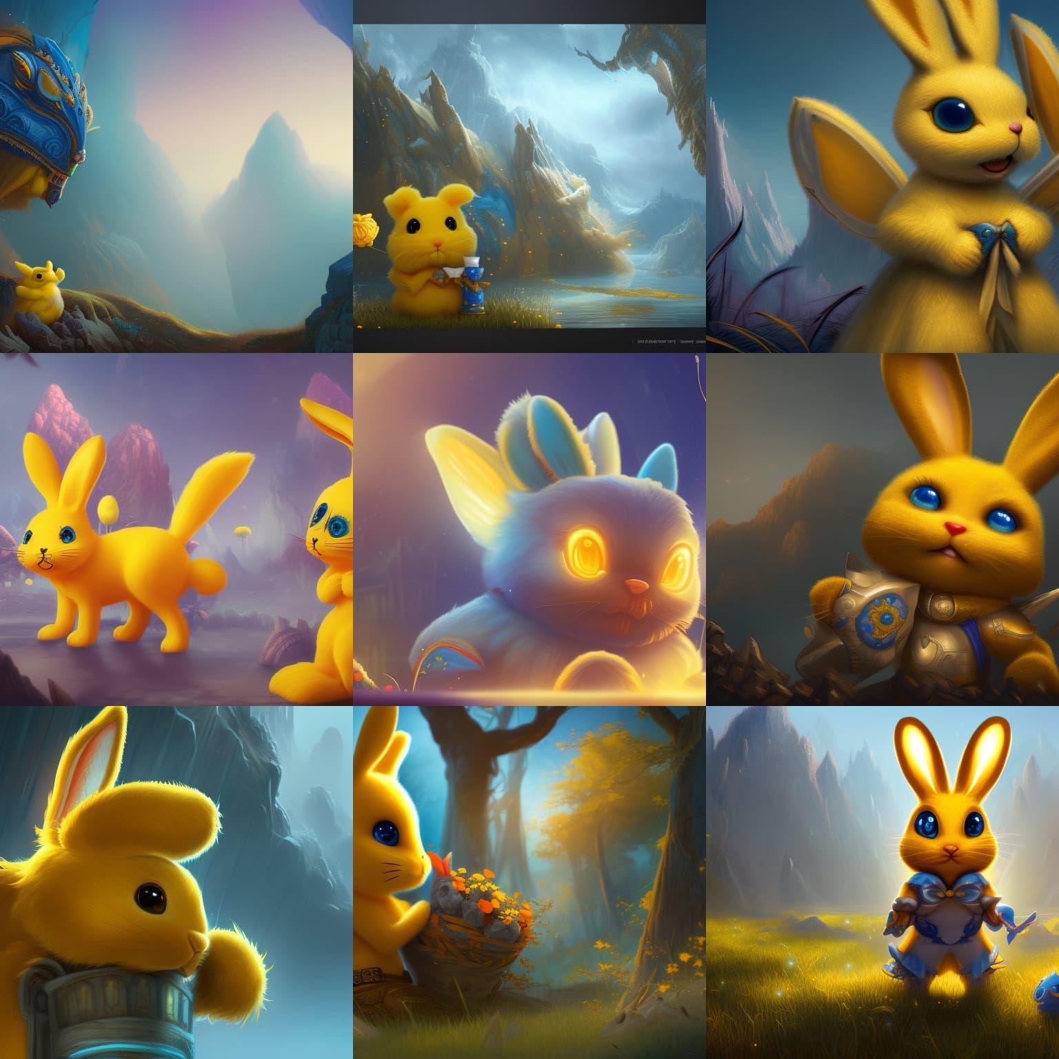 Cute Yellow Bunny with Blue Eyes