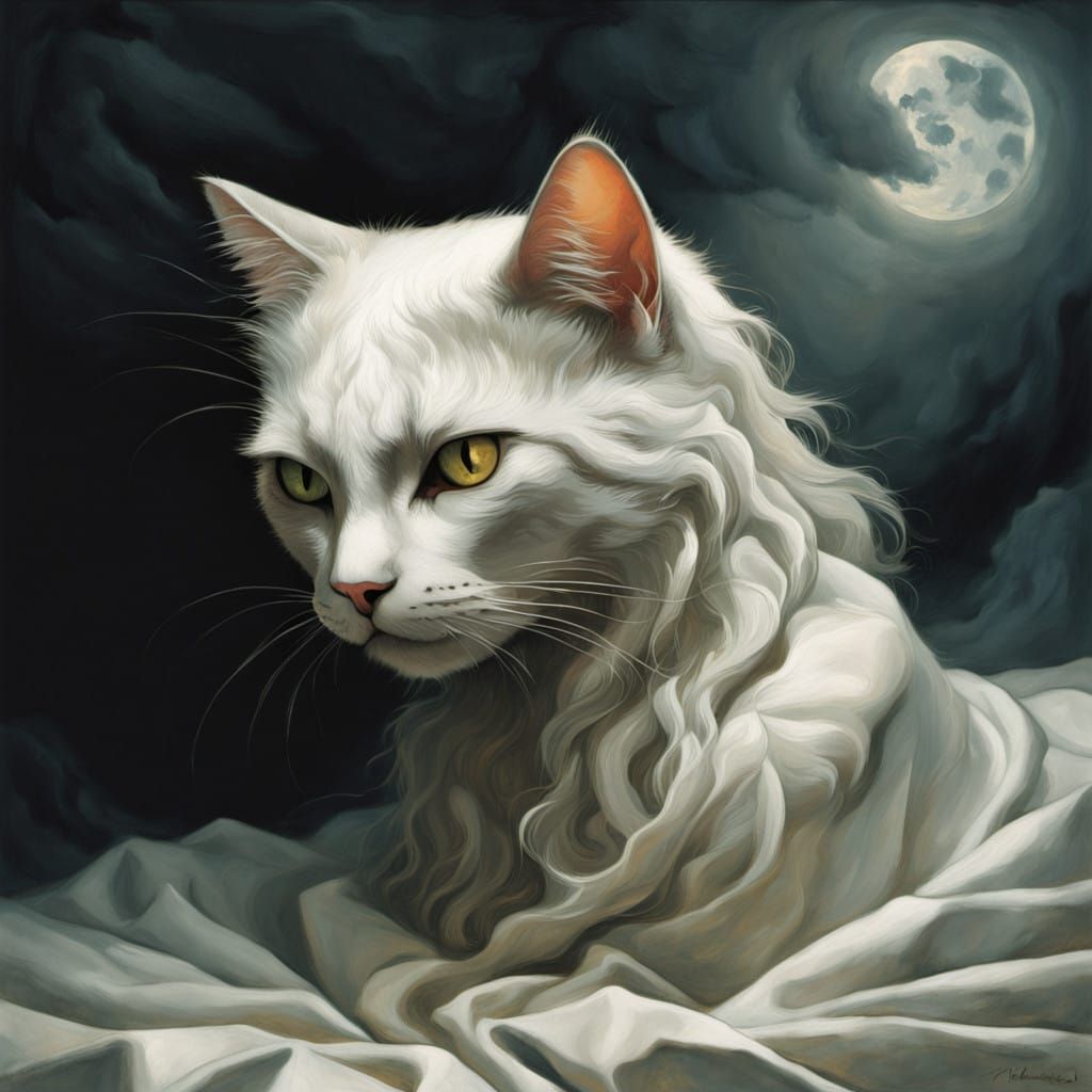 Luxurious Feline Repose in Art Nouveau Style