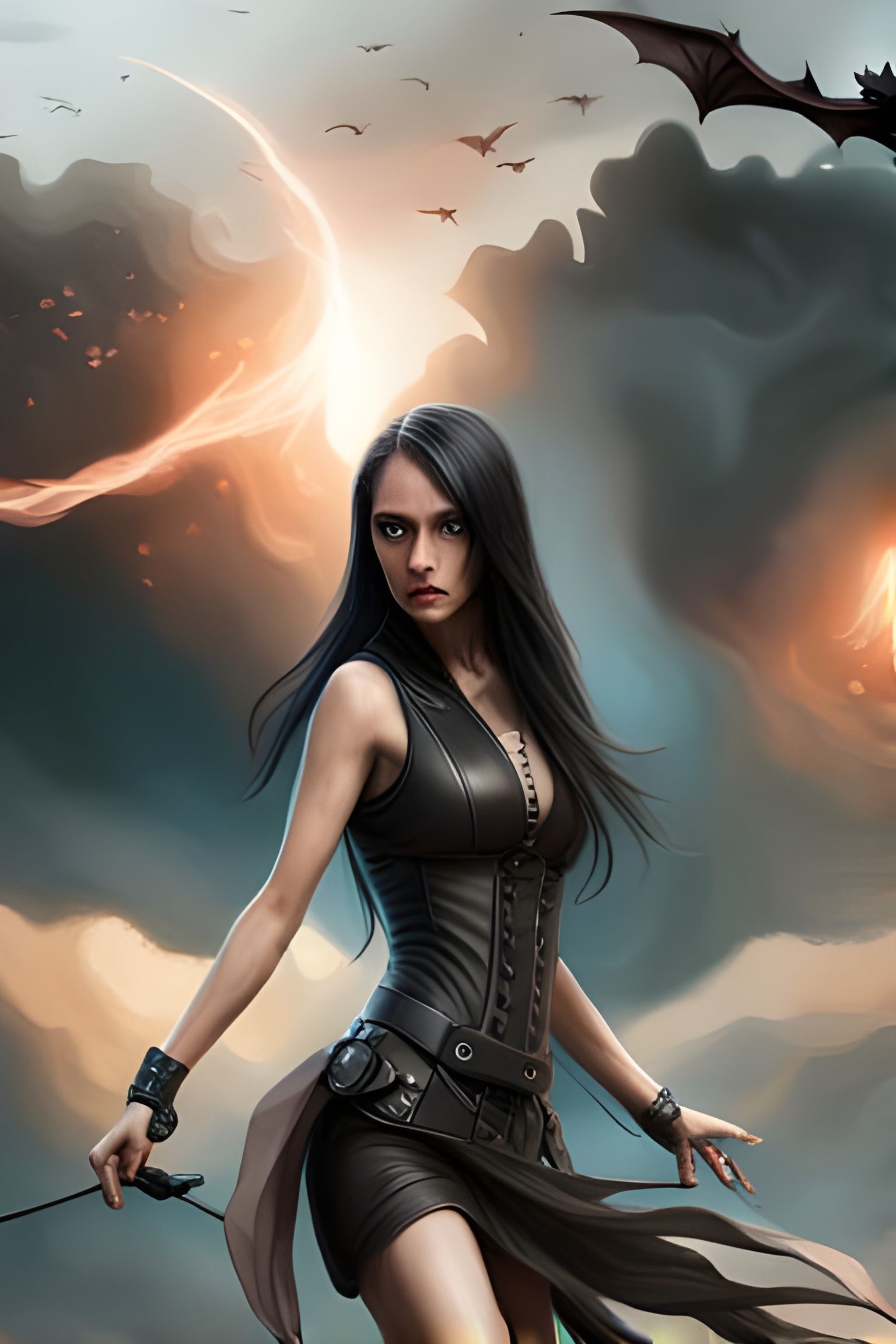 Woman in Disintegrating Dress, Hyperdetailed Art