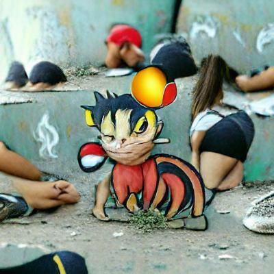 Litten, Sprigatito, and Meowth Pokemon Art