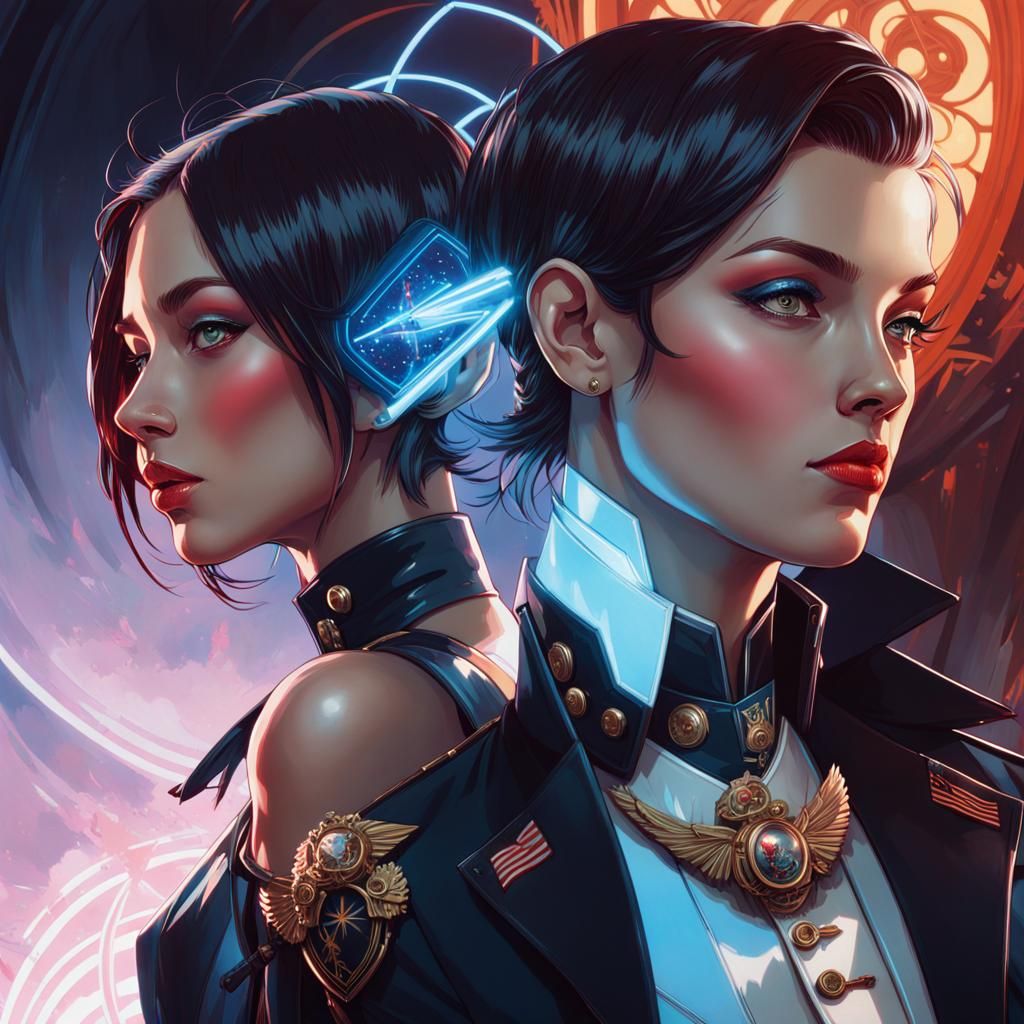 Futuristic Goblins in Double Exposure Military Portrait