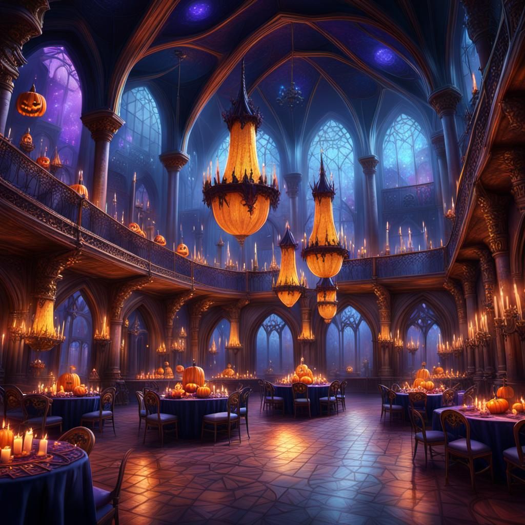 Halloween Fantasy Ballroom Dance in Greg Rutkowski Style