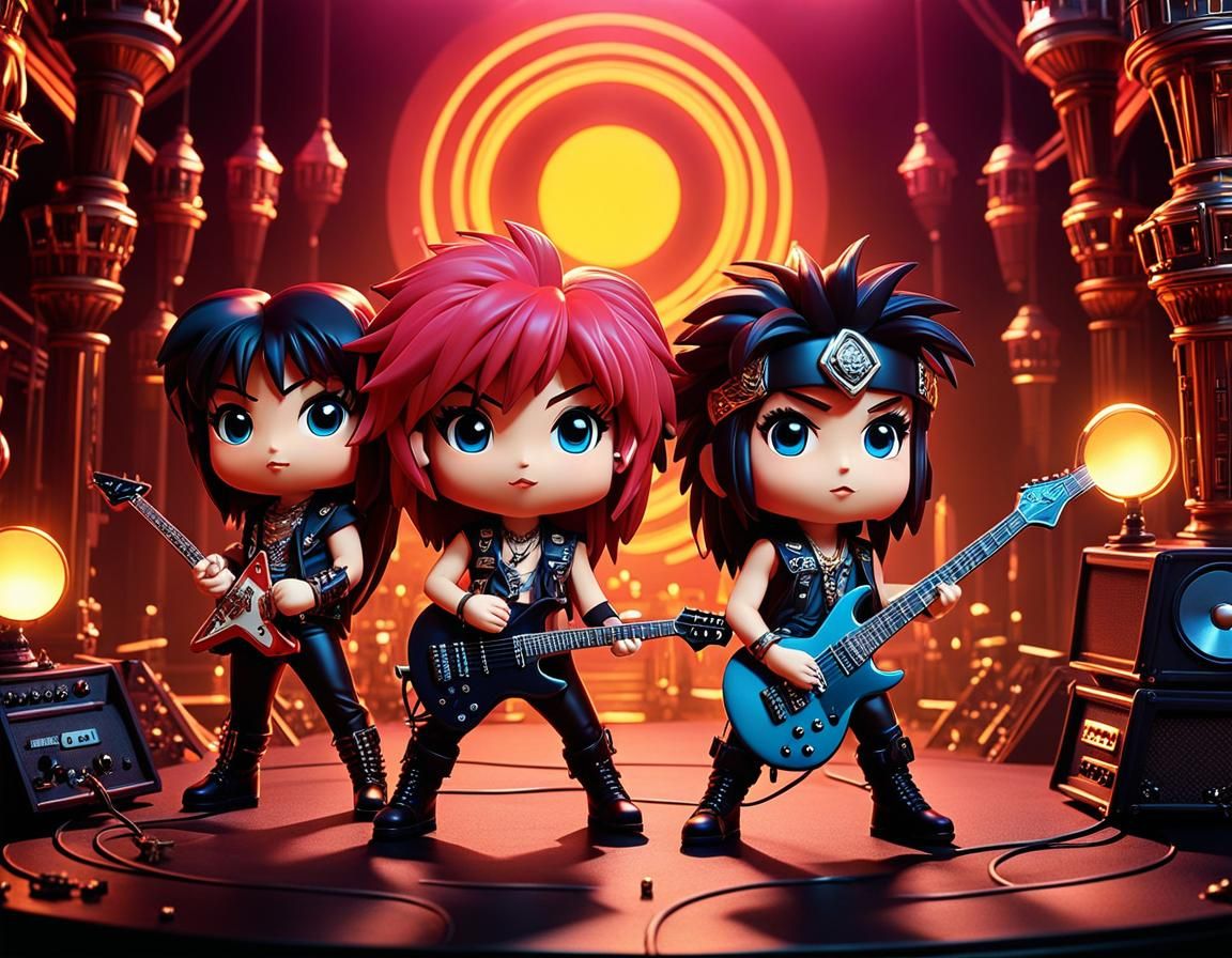 1980s Heavy Metal Band Chibi Characters