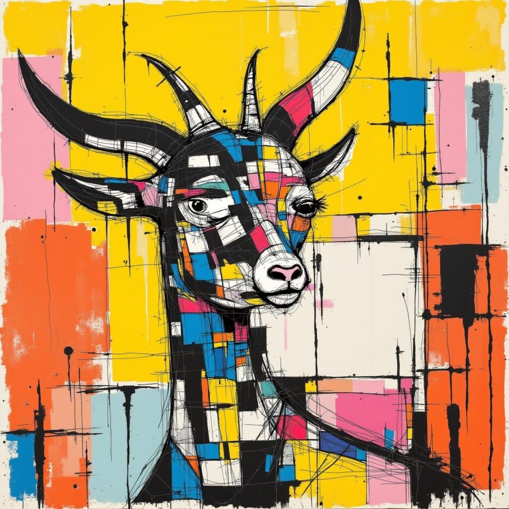 Graffiti Goat in Vibrant Urban Style