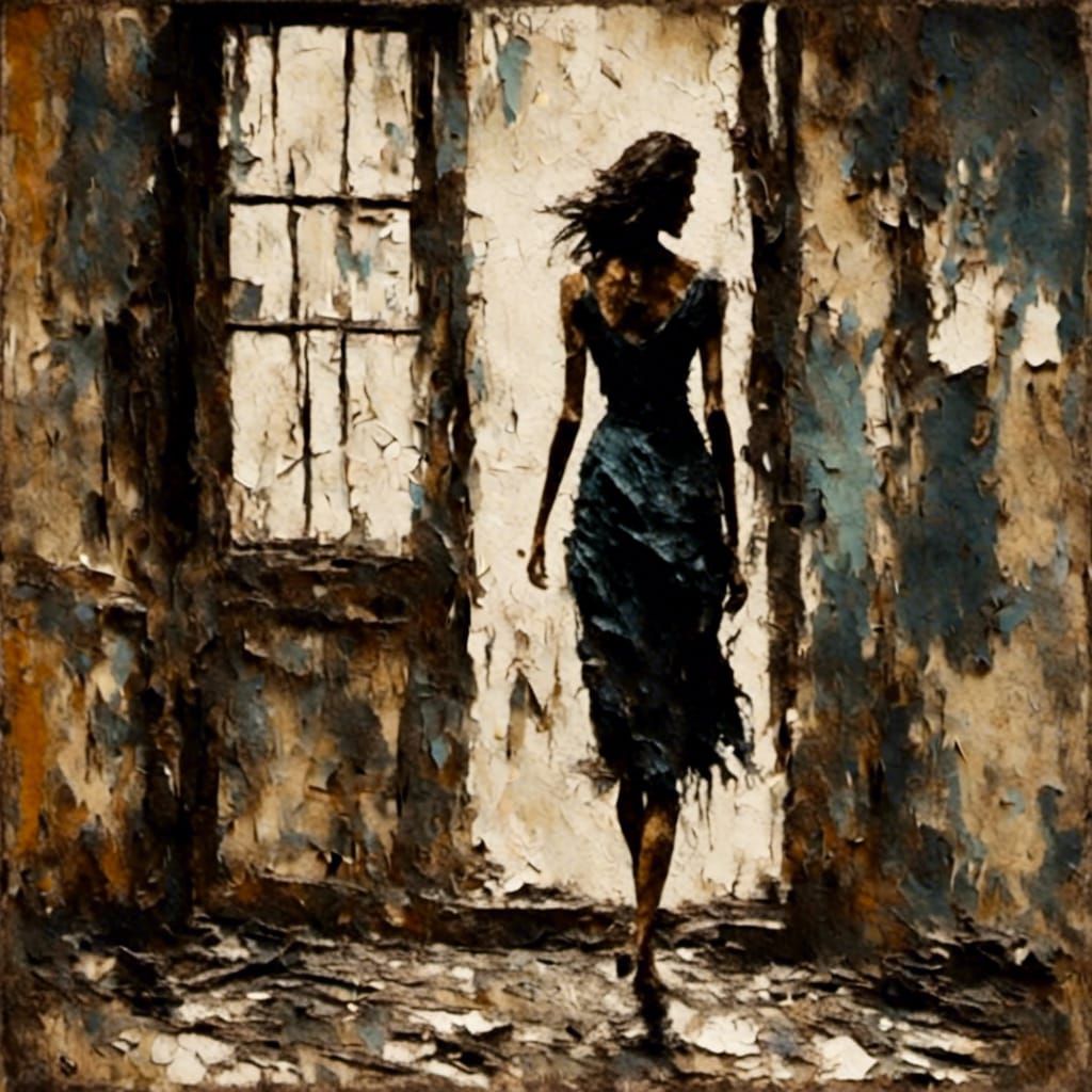 Impressionist Woman in Wooden Room with Natural Light