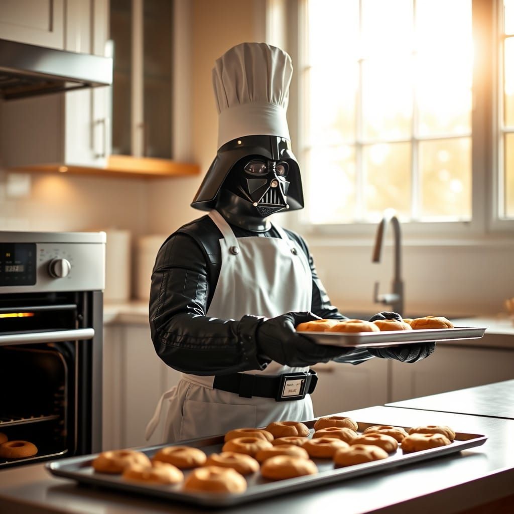 Darth Vader in a Whimsical Bakery Scene