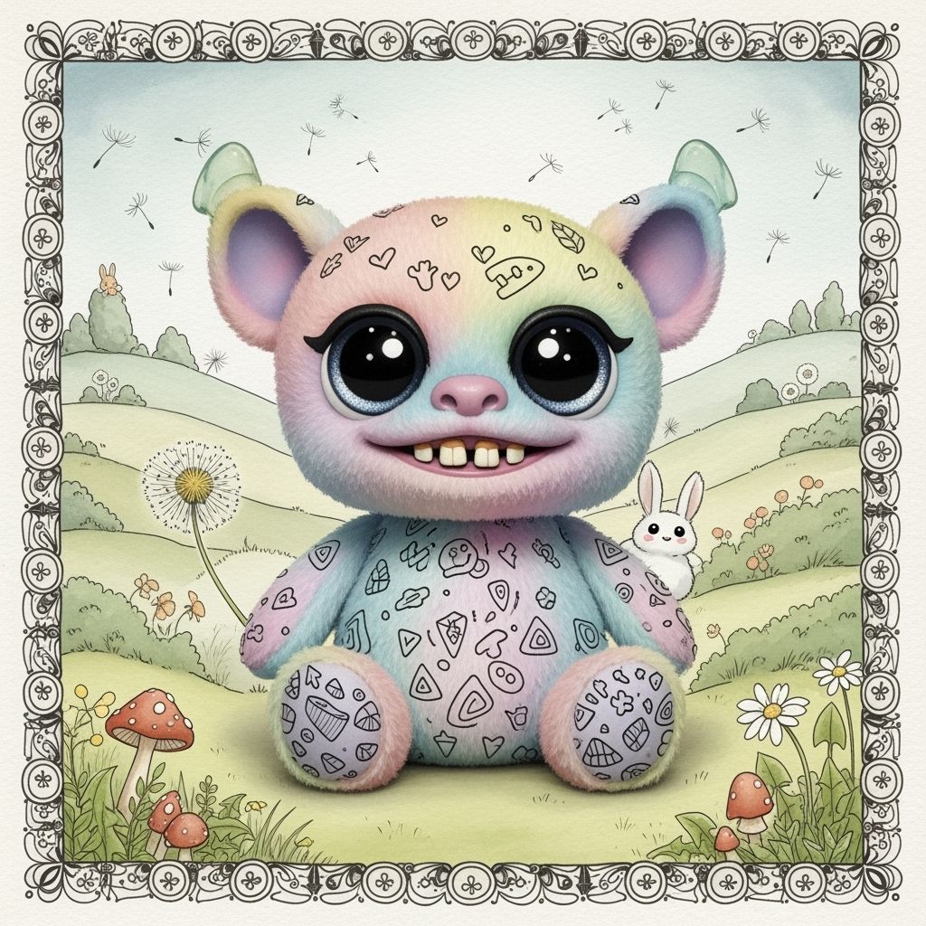 Cuddly Fuggler Toy in Whimsical Children's Book Style