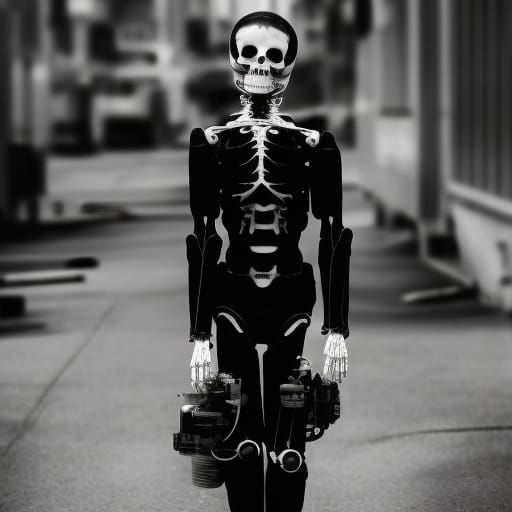 Skeleton in Space Suit: 8k Sci-Fi Illustration