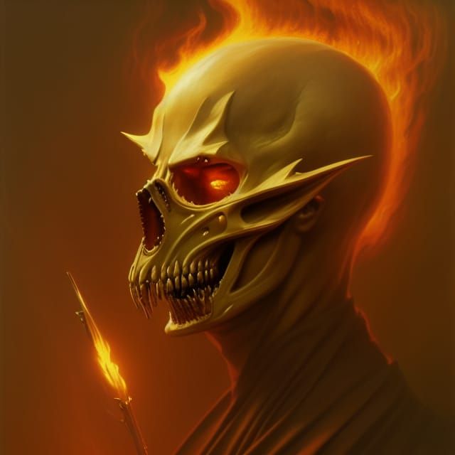 Ghost Rider Scimitar Portrait in Hyperdetailed Style