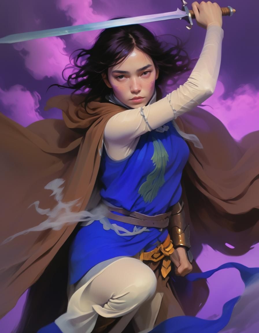 Regal Woman Warrior in Ethereal Halo