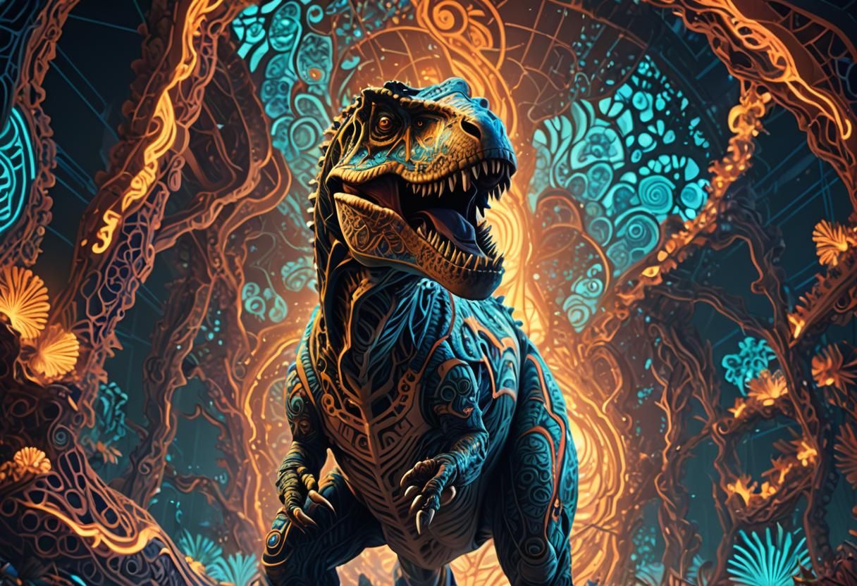 Fractal T-Rex in Sci-Fi Style: 3D Render
