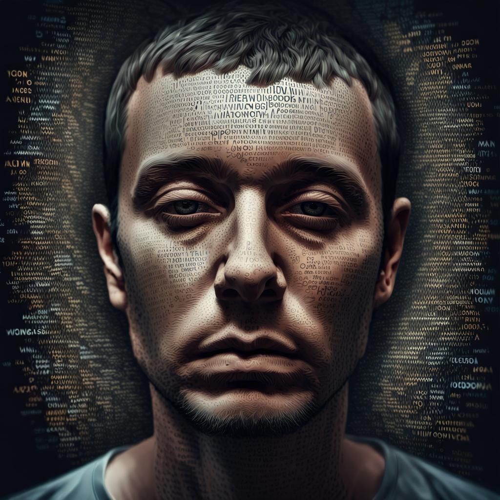 Man with Words: Digital Art Portrait
