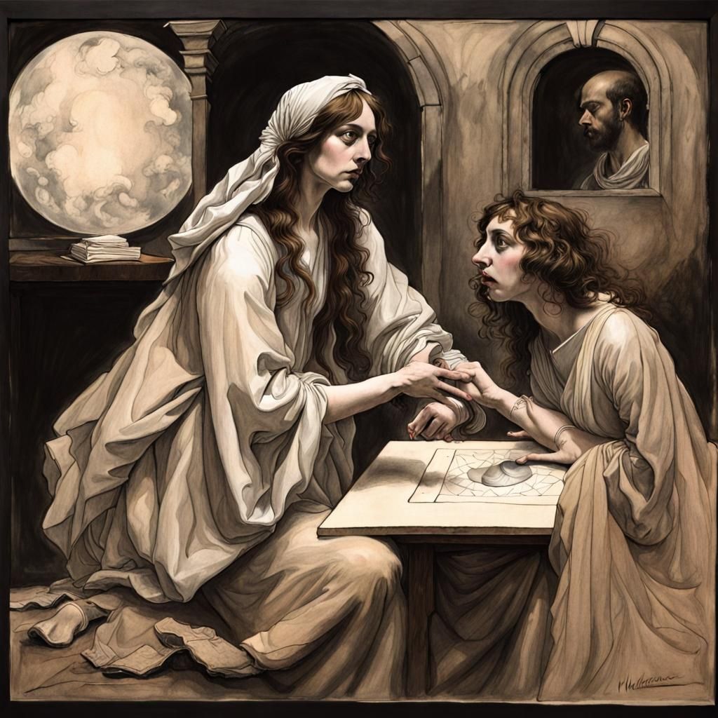 Mystical Fortune Teller: A Psychedelic Renaissance Painting