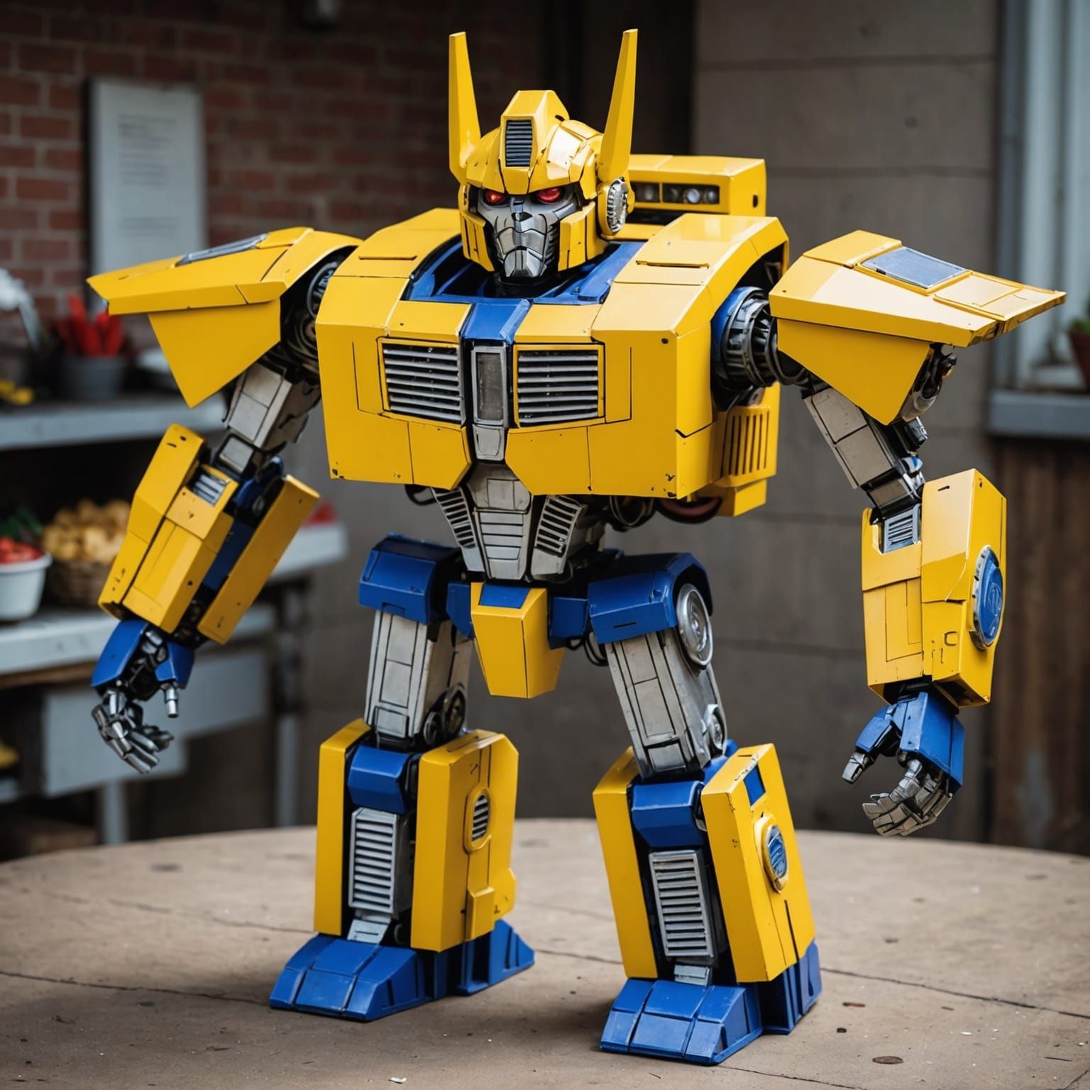 Transformer Robot Made of Chicken Buckets