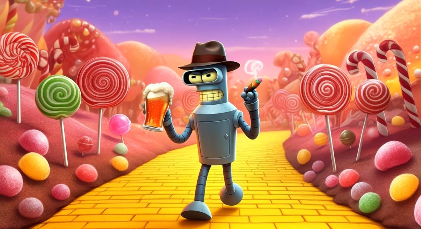 Bender's Candy Land Adventure: A Digital Illustration