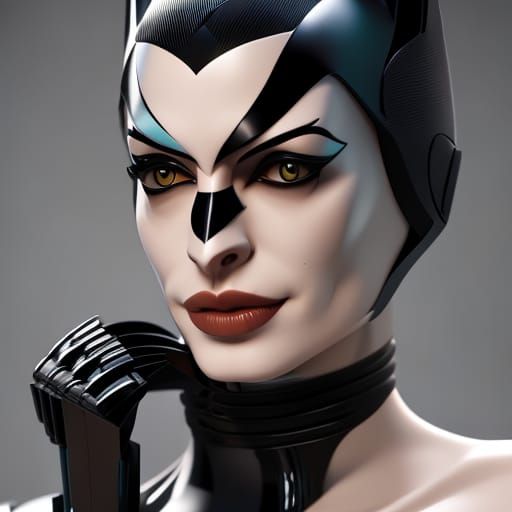 Anne Hathaway Catwoman Portrait in LEGO Style