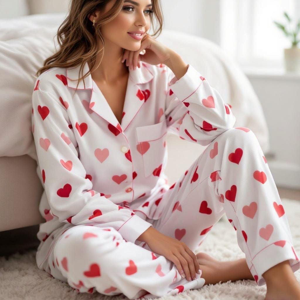 Pajamas Covered in Hearts