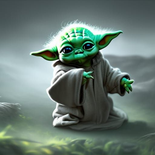 Baby Yoda in Pod: Detailed Matte Painting