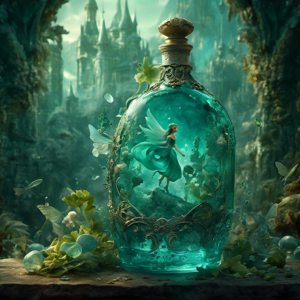 Fairies in Aquamarine Bottle: Digital Matte Painting
