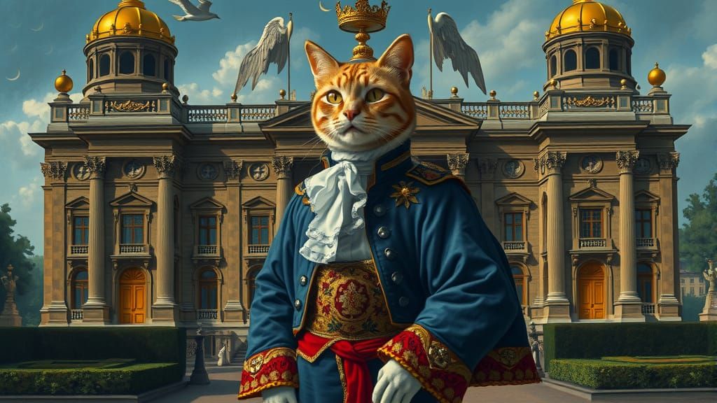 Renaissance Cat Portrait in Surrealist Style
