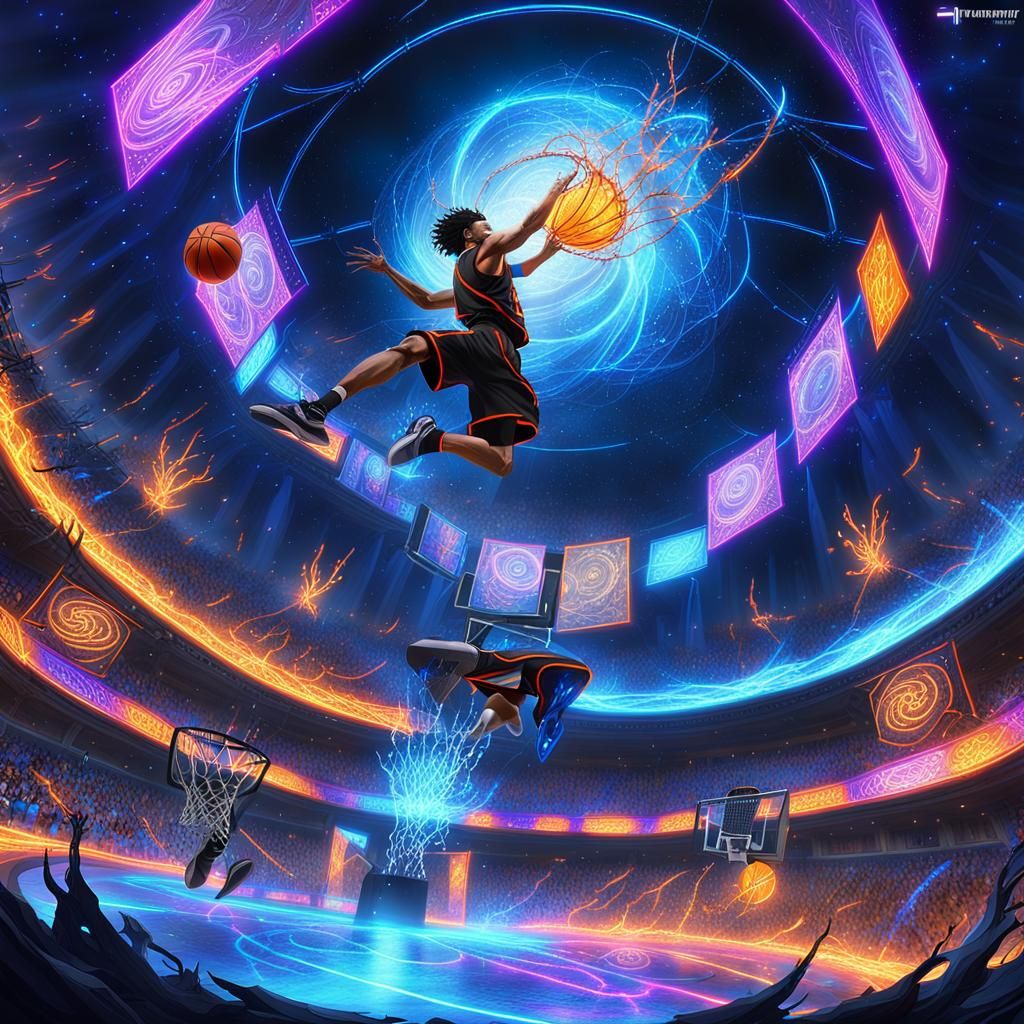 Fantasy Teen Shatters Backboard in Mystical Arena