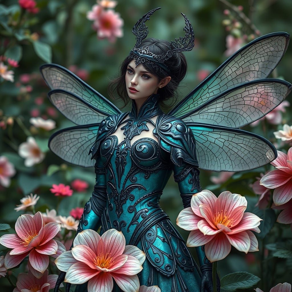 Ethereal Fae Queen in Shimmering Lacquered Armor