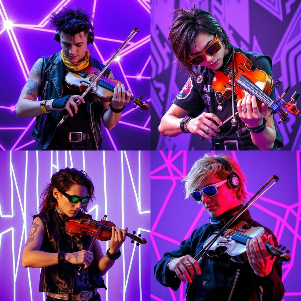 Cyberpunk Rocker with Electric Violin