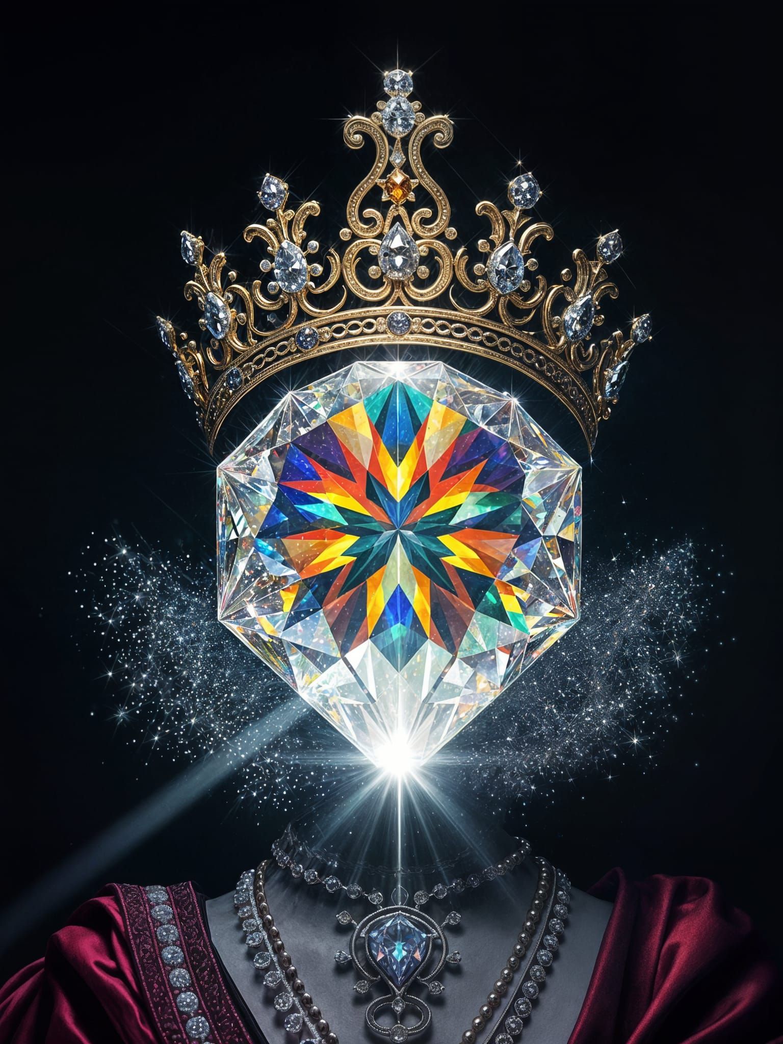 Flawless Diamond Crown in Vivid Hyperreal Style