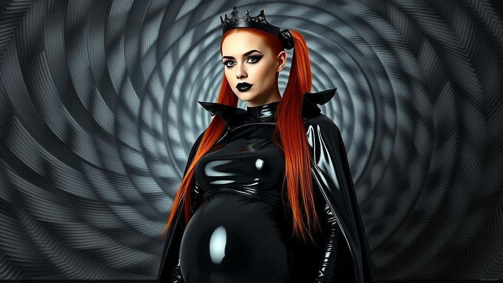 Regal Pregnant Siren in Cyberpunk Latex