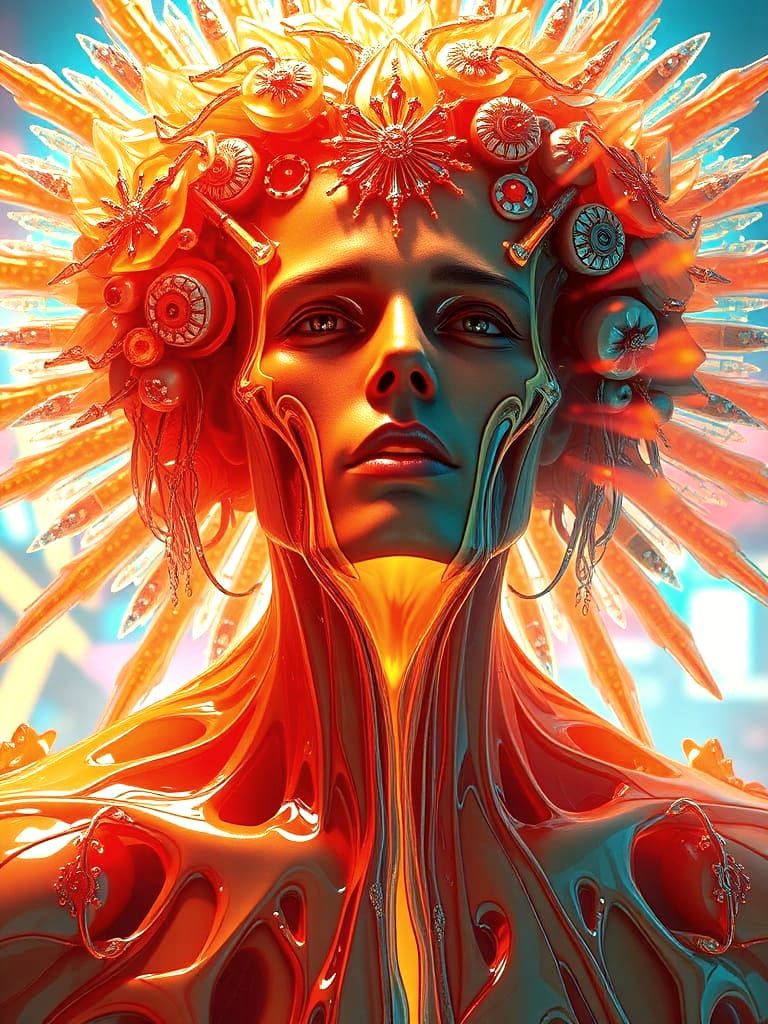 Melting Figure in Candy Art Style with Neon Glow