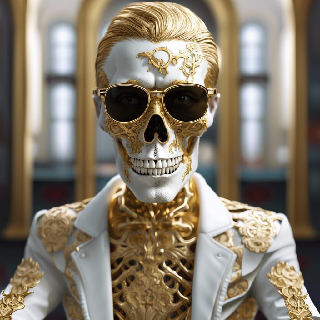 Undead Hipster Skeleton DJ in Photorealistic Style