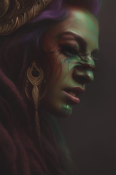 Orc Woman Portrait in Oil Painting Style
