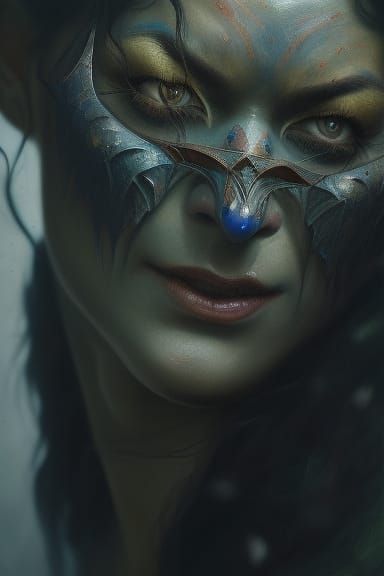 Orc Woman Portrait in Vibrant Oil Painting Style