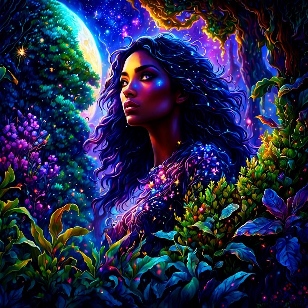 Cosmic Lovers: A Maximalist Digital Painting