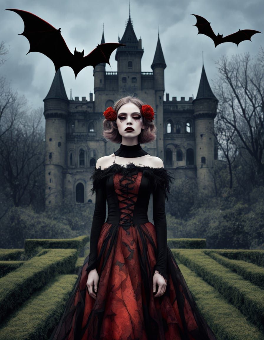 Gothic Vampire Princess in Dark Surrealism Style