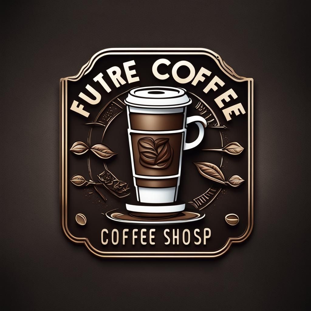 Future Coffee Shop App Logo: Hyperrealistic Design