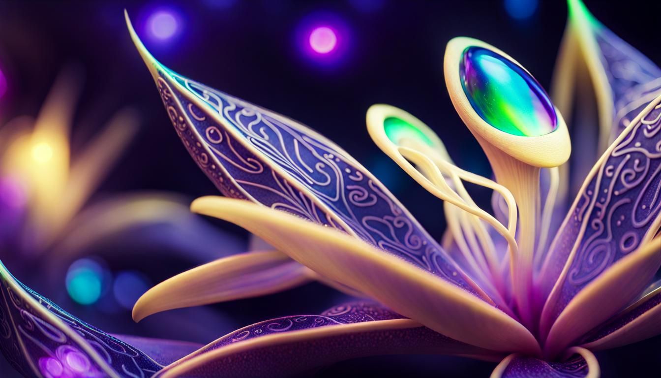 Magical Alien Orchid with Glowing Neon Light