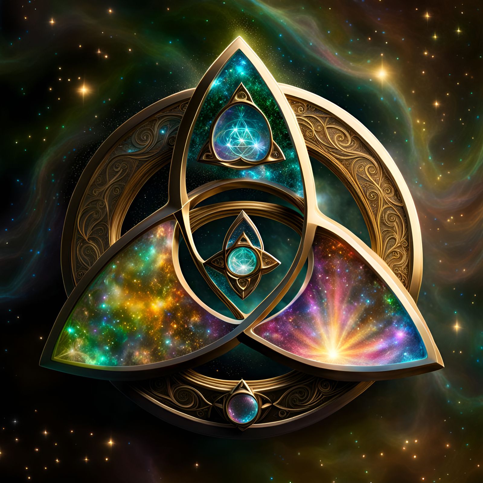 Holographic Wiccan Triquetra Astral Illustration