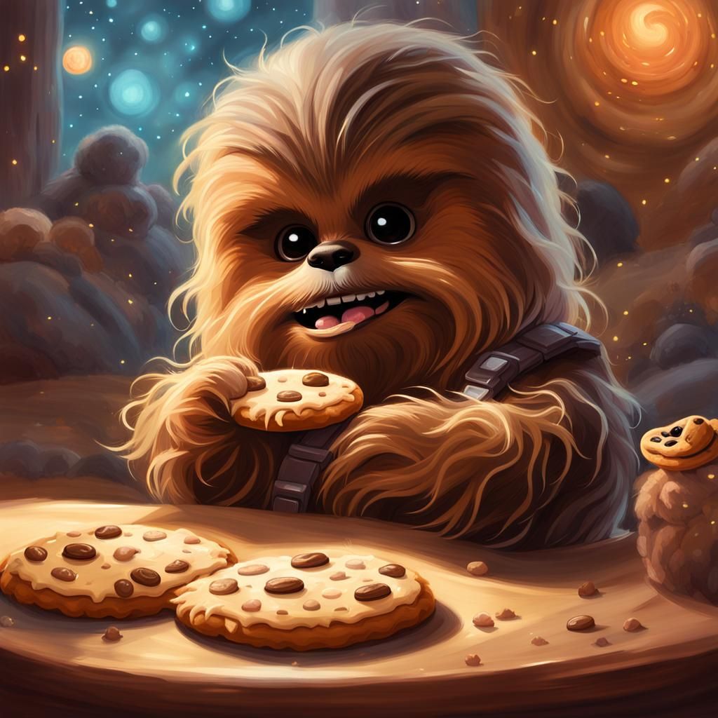 Baby Chewbacca and Grogu: A Whimsical Cookie Caper
