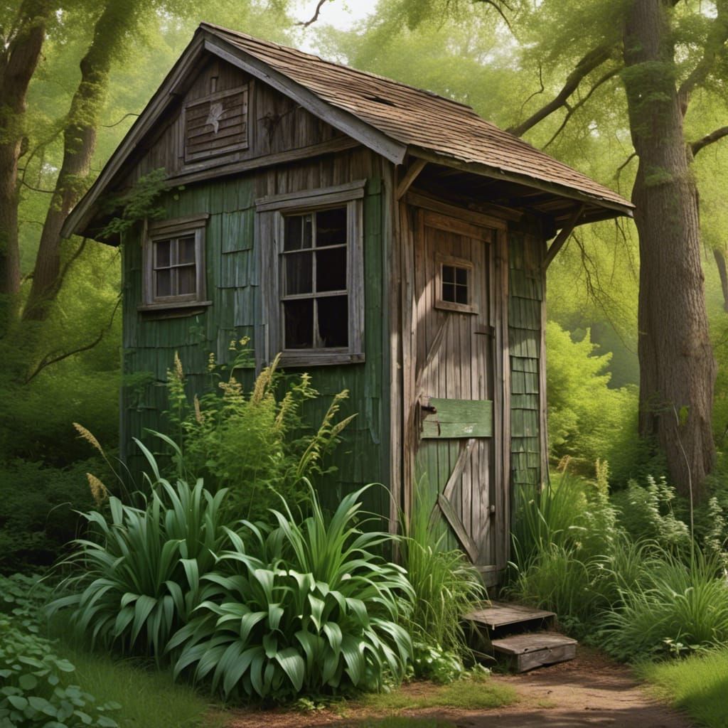 Marsh Shed Wall Covered in Green Algae