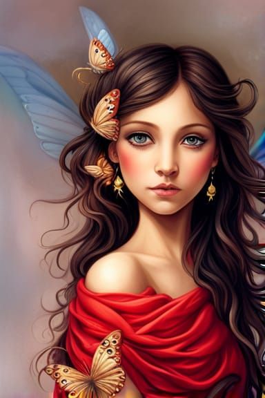 Adorable Fairy with Butterfly Wings: Fantasy Art