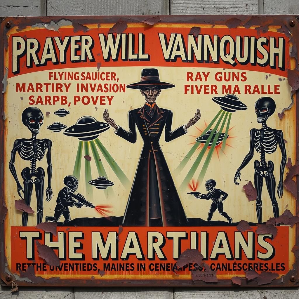 Vintage Sign: Prayer Against Martian Invasion