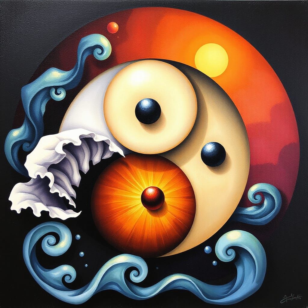 Yin and Yang Symbol in M.C. Escher Style