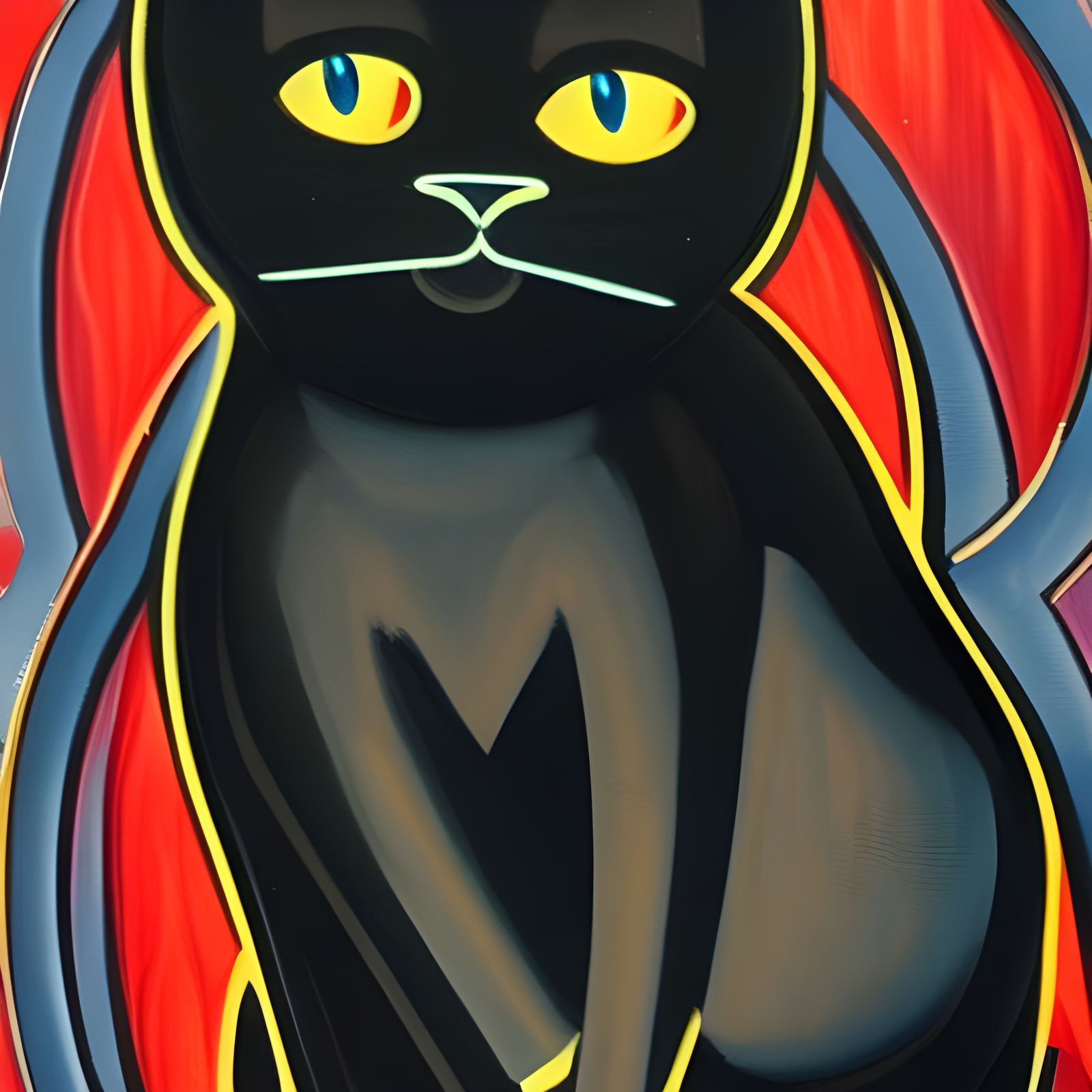 Creepy Black Cat Art Deco Acrylic Art