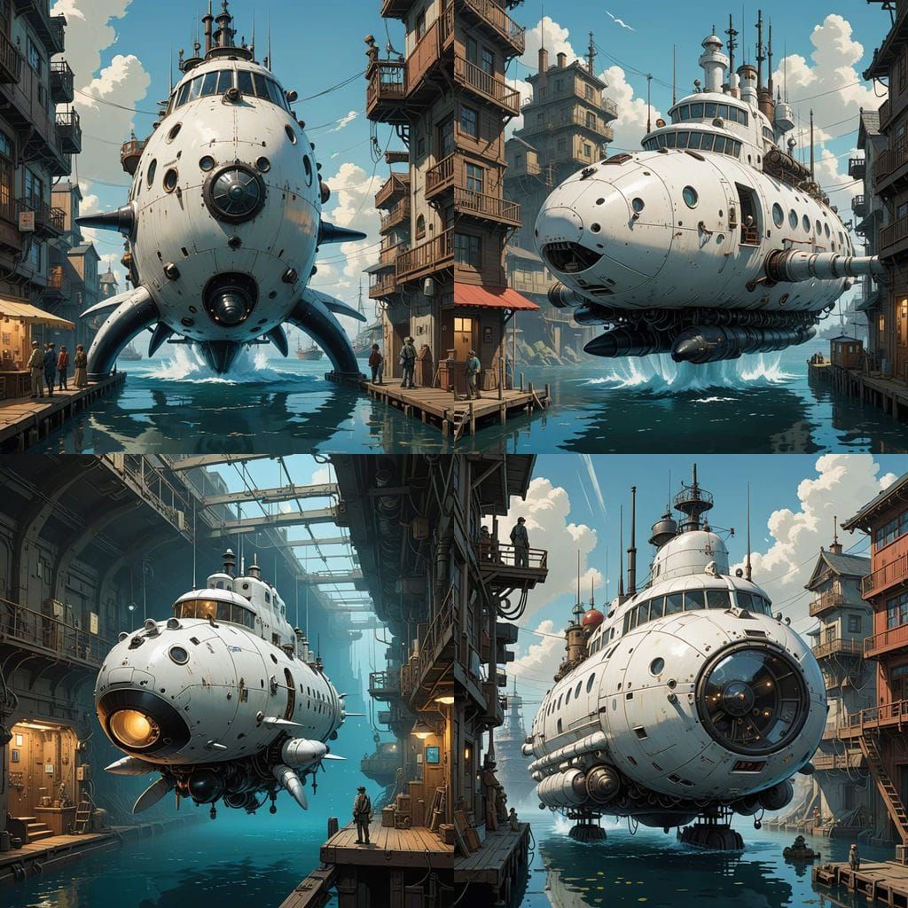 Surreal Cyberpunk Submarine Unveiled in 47th Century Darknes...